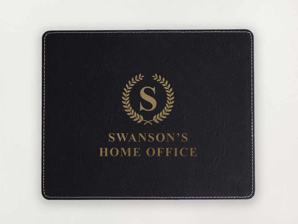 Custom Mousepad - Laurel Wreath Initial and Name