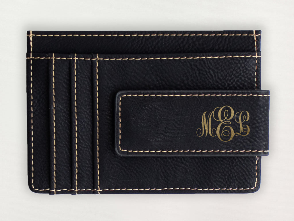 Custom Wallet with Money Clip - Classic Monogram