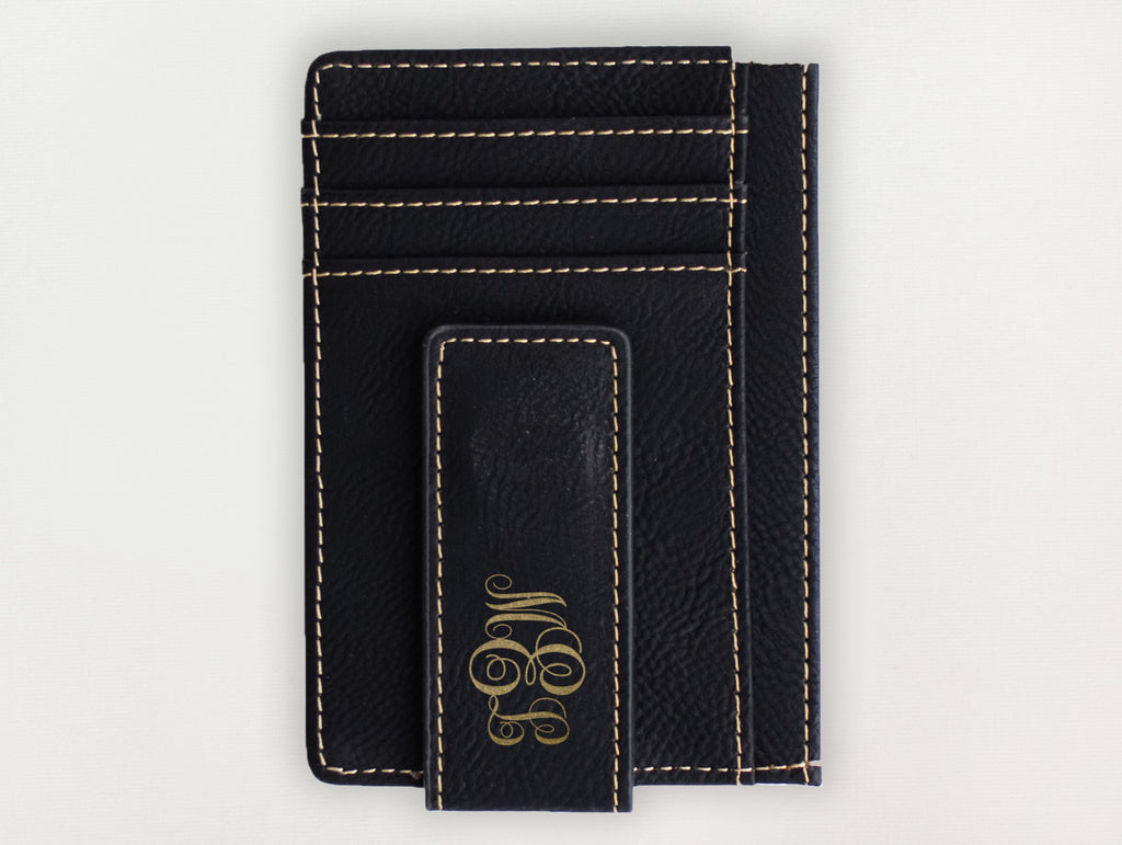 Custom Wallet with Money Clip - Classic Monogram