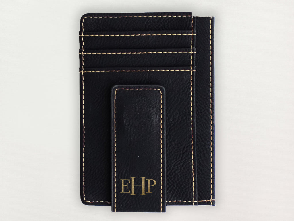 Custom Wallet with Money Clip - Monogram Serif