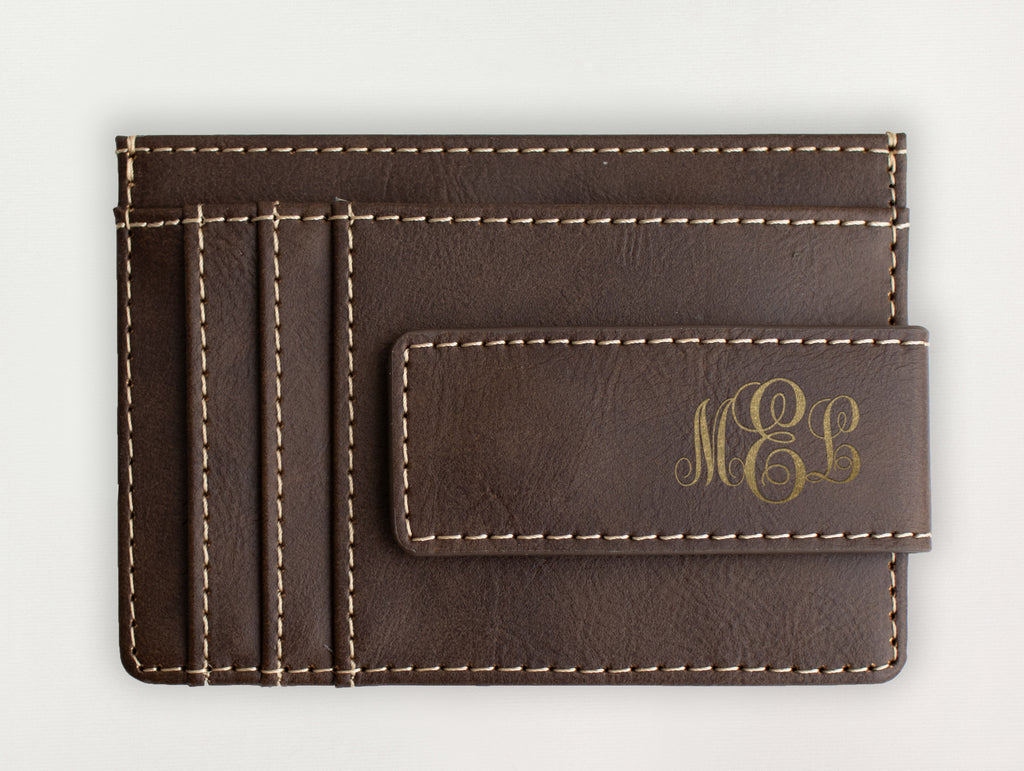 Custom Wallet with Money Clip - Classic Monogram