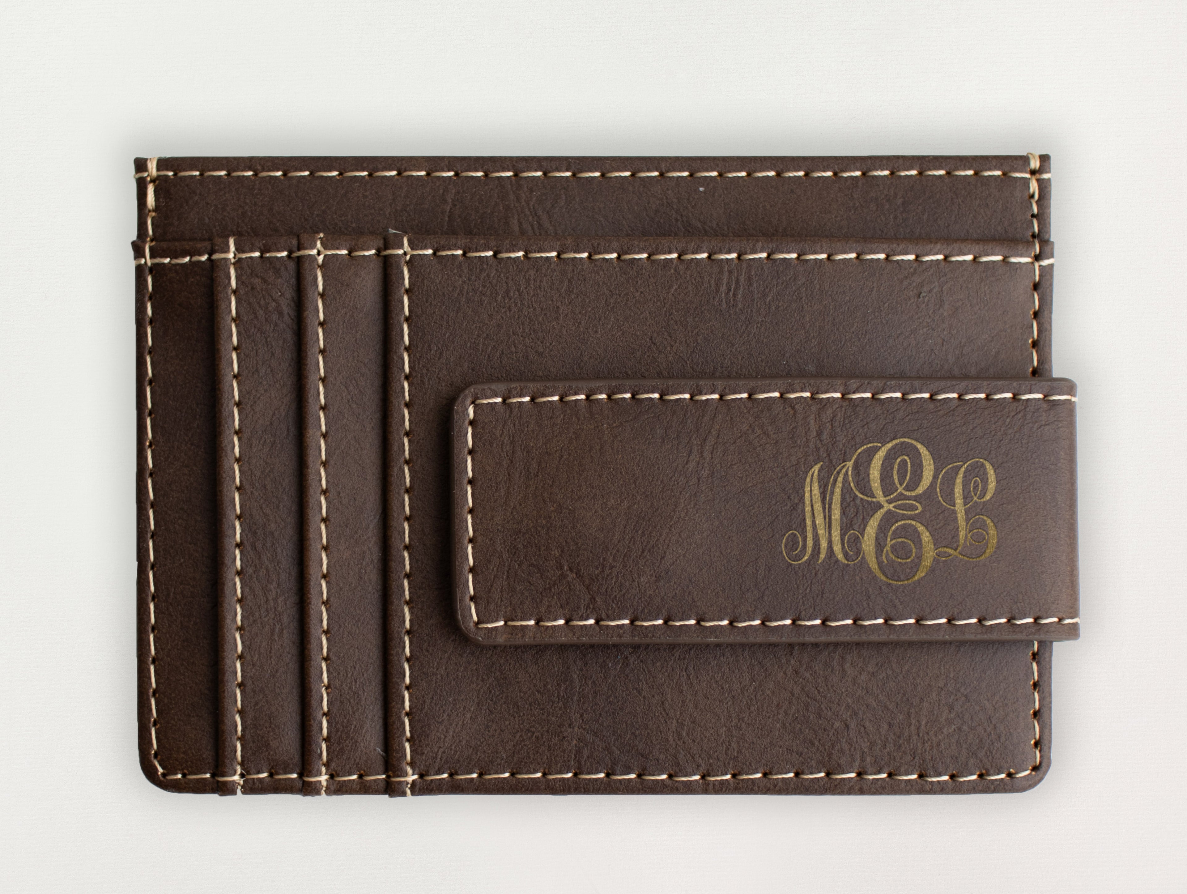 Custom Wallet with Money Clip - Classic Monogram