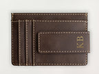 Custom Wallet with Money Clip - Serif Initial