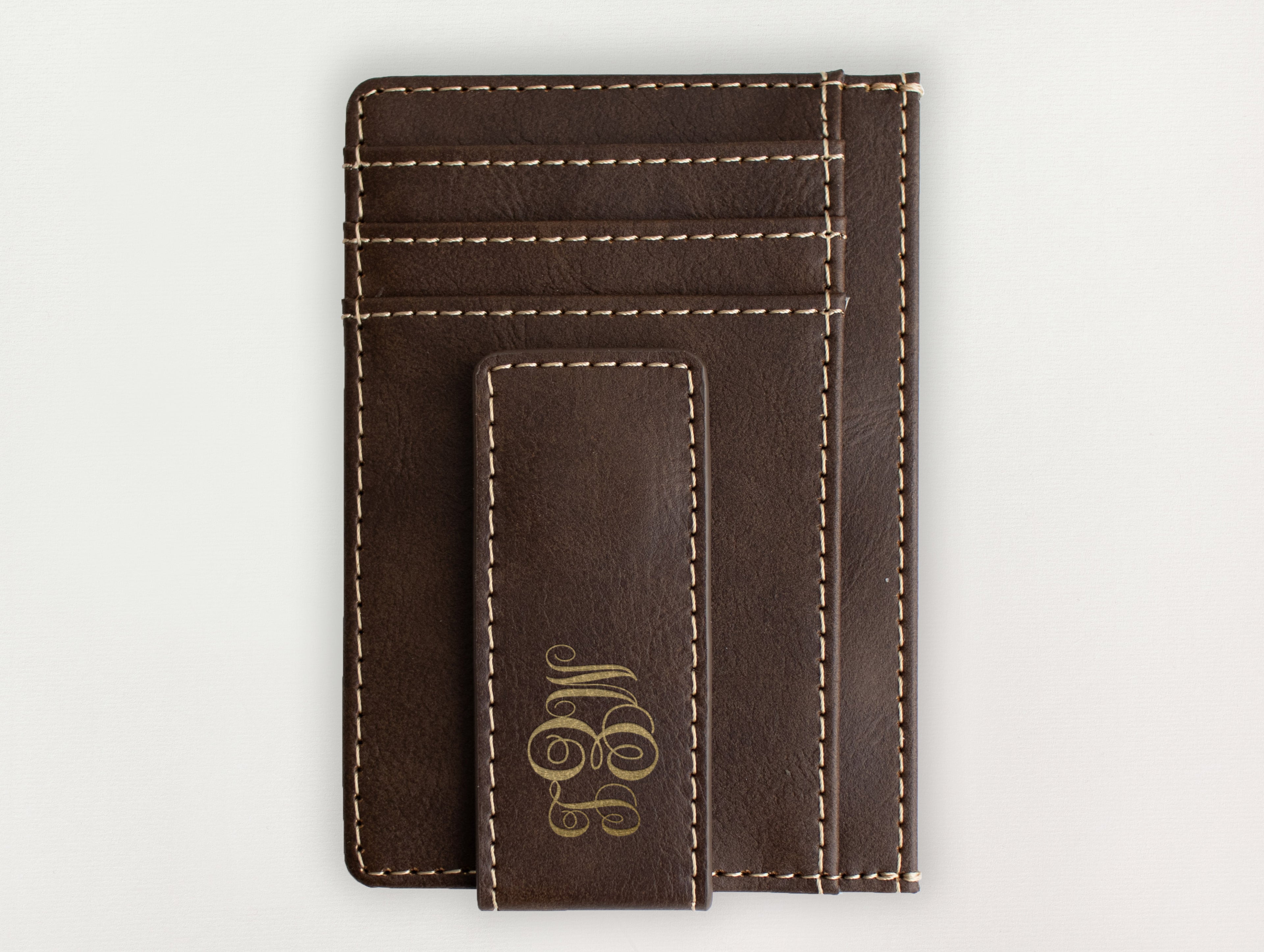 Custom Wallet with Money Clip - Classic Monogram