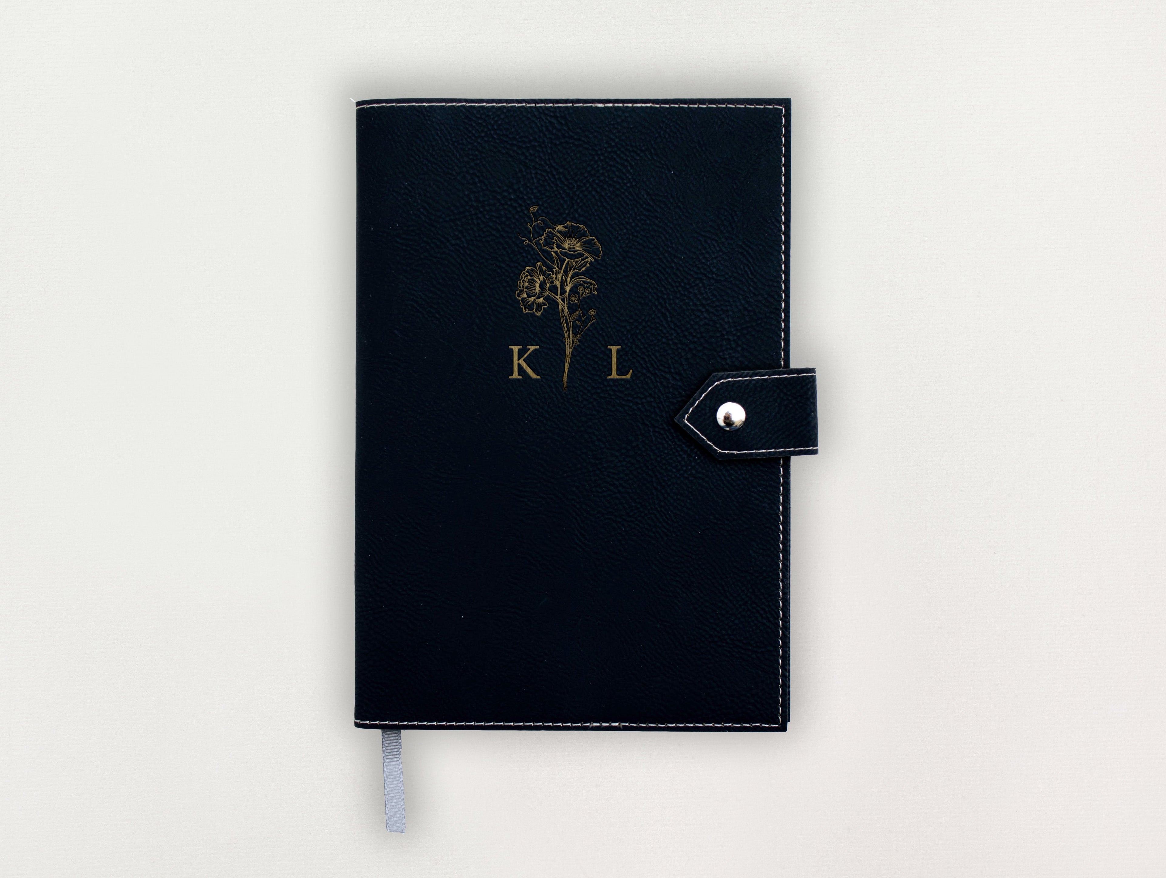 Custom Leather Journal - Floral Initials
