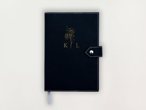 Custom Leather Journal - Floral Initials