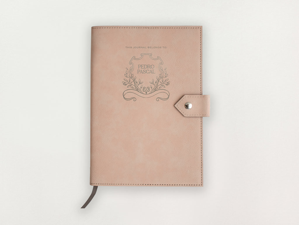 Custom Leather Journal - Leaves Crest