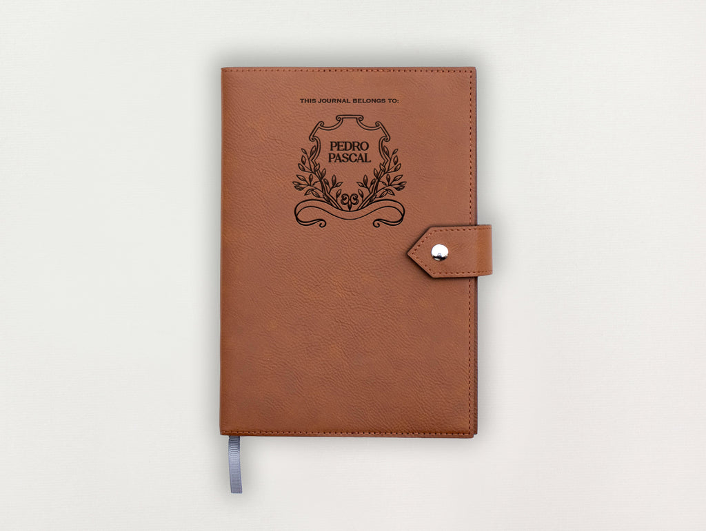 Custom Leather Journal - Leaves Crest