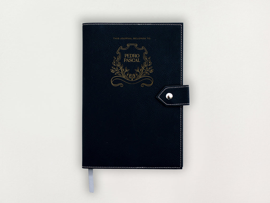 Custom Leather Journal - Leaves Crest