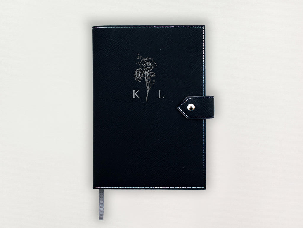 Custom Leather Journal - Floral Initials