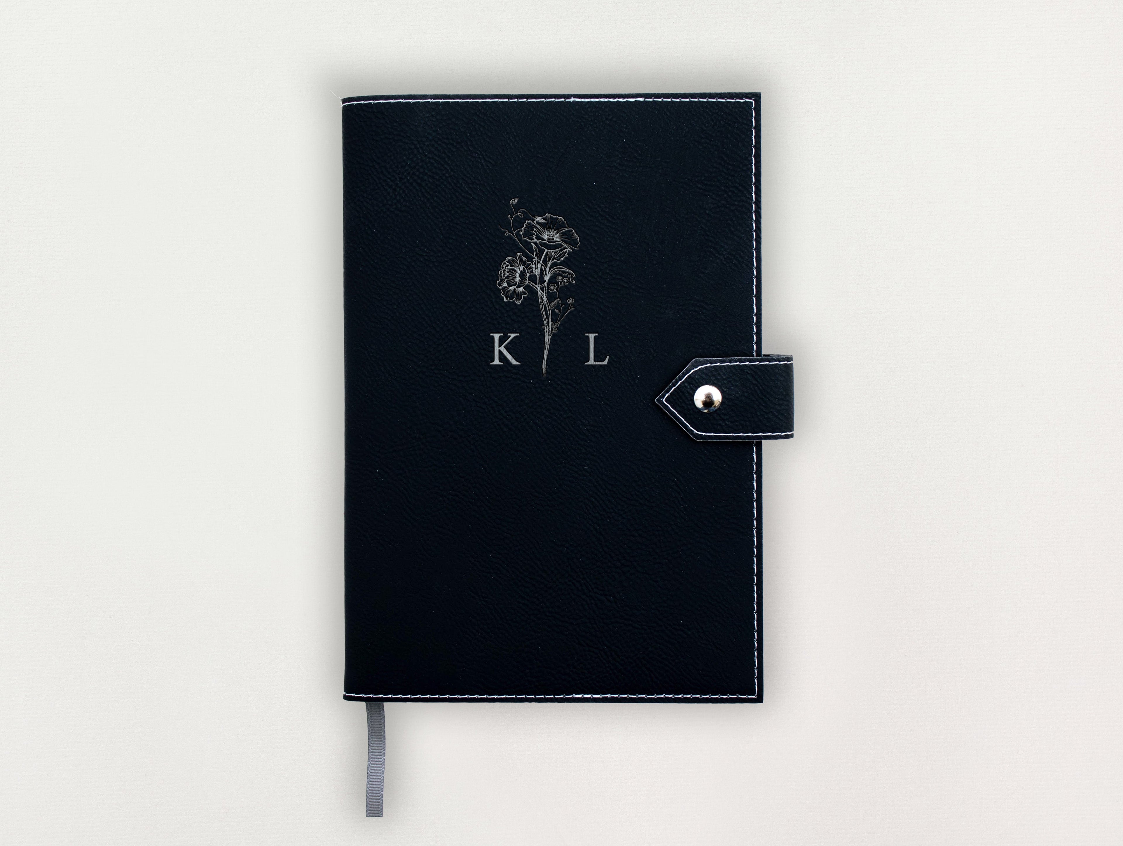 Custom Leather Journal - Floral Initials