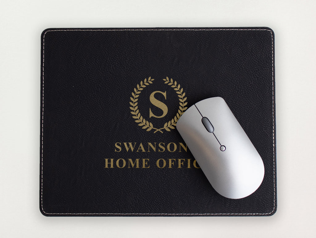Custom Mousepad - Laurel Wreath Initial and Name